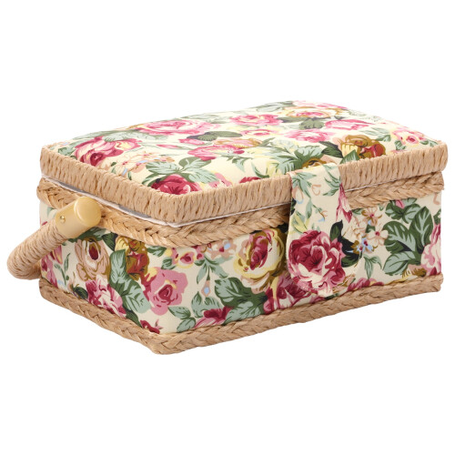 Large Sewing Basket with Interior Pocket for Needles Thread