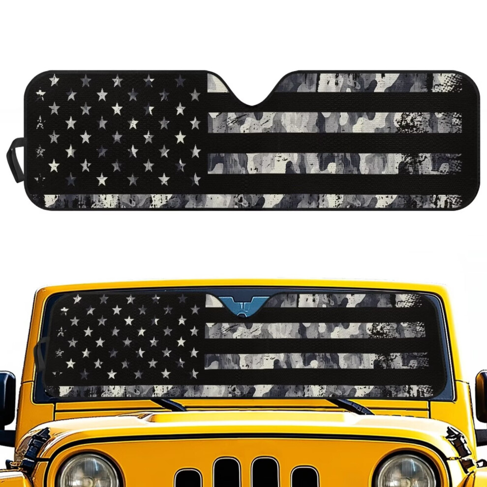 Camouflage American Flag Windshield Sun Shade For Jeep 975221378620