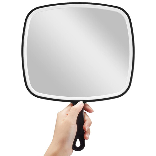 Hand Mirror Black Handle 12.4 x 9 Inches