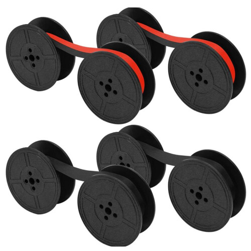 4Pcs Universal Typewriter Ribbon Twin Spool Typewriter Ribbon Replacement for Most Typewriter (Black-Red,Black) 1