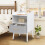 PAPROOS Ensemble de 2 tables de chevet blanches et grises, style moderne 6