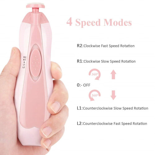 Lixa elétrica para unhas de bebê com luz LED, 1 unidade 2