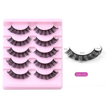 5 Pairs D-Curve False Eyelashes - Multi-Layered Thick Crossed Style, Natural Synthetic Lashes for Daily & Party Makeup
