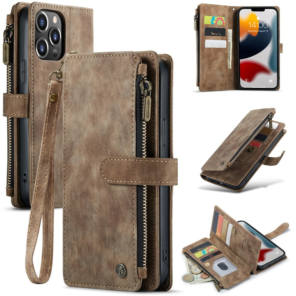 Caseme Iphone 13 Pro Max Wallet Case Pu Leather Brown 975221374103