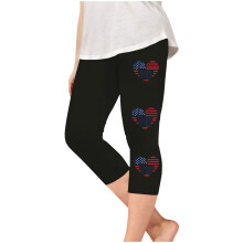 Girls High Waist Capri Leggings Independence Day Print
