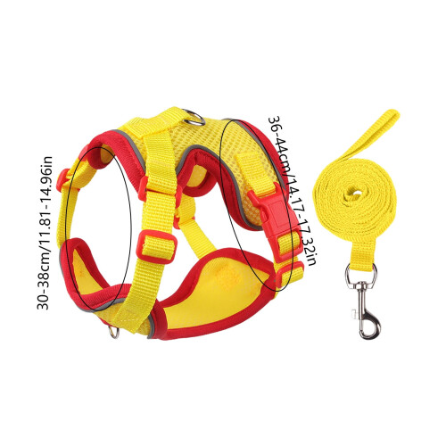 Cat harness and leash set yellow soft adjustable breathable 2