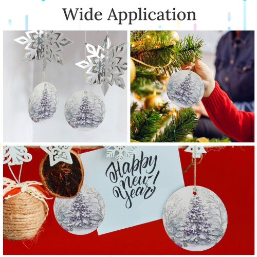 Purple Ceramic Snowy Pine Tree Ornament 1 Piece 2