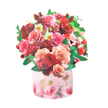 3D Handmade Vase Pop-Up Greeting Card Paper Flower Bouquet