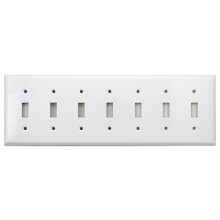 Steel Wall Plate Smooth White 7-Gang for Toggle Switches