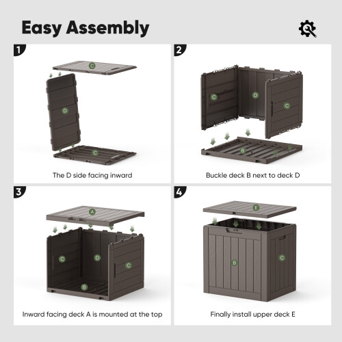 EDX deck box waterproof UV-resistant lockable 30-gal brown 1
