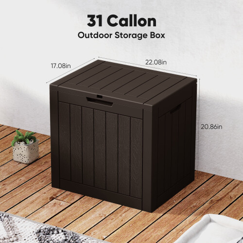EDX deck box waterproof UV-resistant lockable 30-gal brown 2