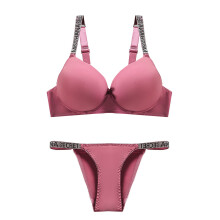 Women's Rhinestone Strap Pajama Set Hot Pink Steel Ring