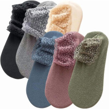 3/6/9 PCS Fashion Lace Warmer Socks with Ruffle Trim, Non-Slip Ankle Socks for Home & Floor Use