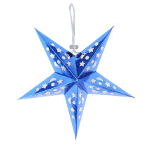 Paper Star Hanging Ornament Five Pointed Star Shape with Cut Out Patterns for Indoor Outdoor Decoration Holiday Display