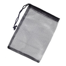 4-Pack Black Nylon Mesh Drawstring Bags with Sliding Cord Lock for Storing Sports and Accessories