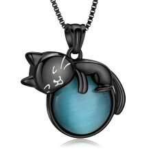 Pet Cremation Ashes Jewelry Moonstone Cat Urn Necklace for Ashes for Women Men Lovely Cat Memorial Urn Locket Keepsake Pendant Gift