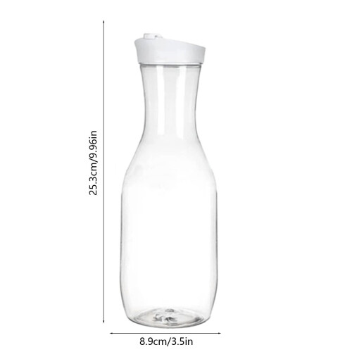 Water Carafe with Flip Top Lid 1 Liter Clear Plastic 2