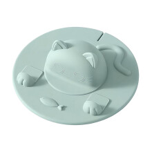 3D Cat Silicone Cup Lid (4.1in), Tea Bag Holder & Leak-Proof Mug Cover, Multi-Functional Heat-Resistant Cup Topper for Coffee & Tea(Mint Green)