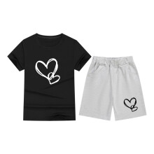 Girls 2-Piece Summer Outfit: Short Sleeve T-Shirt + Elastic