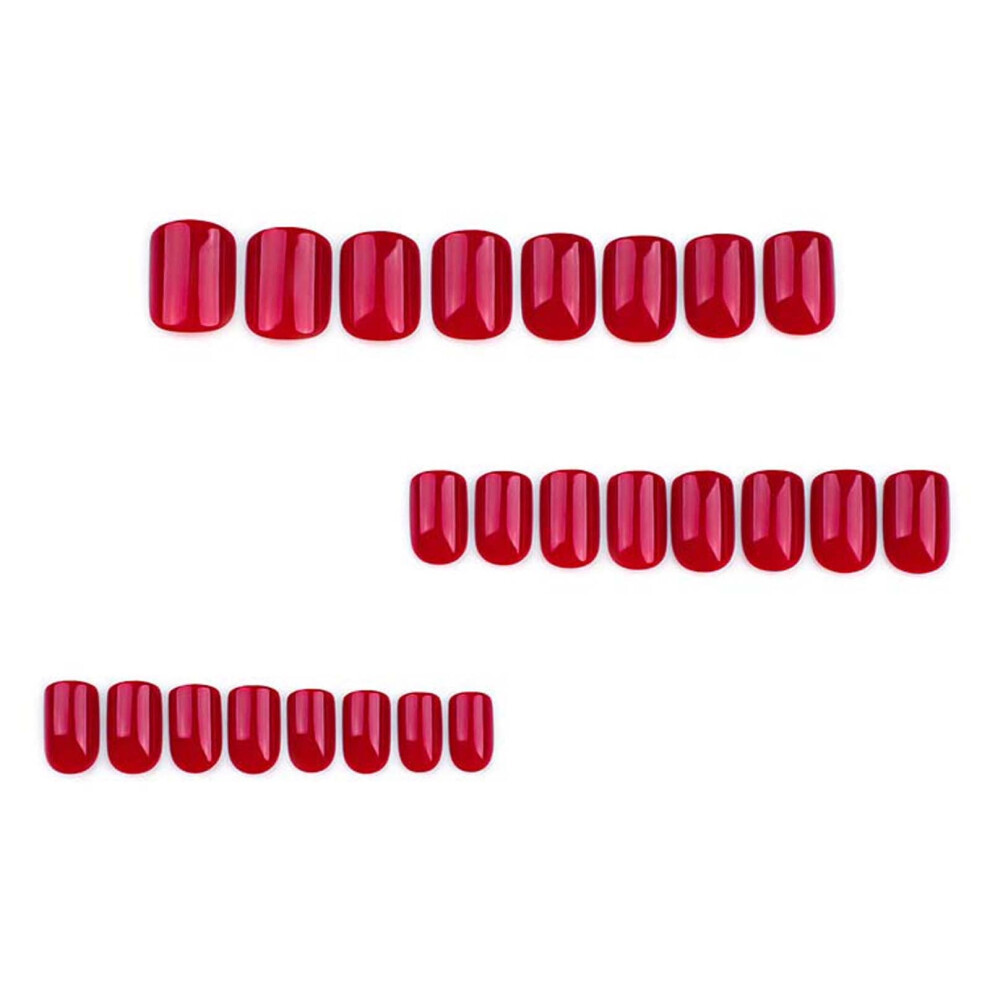 Short Coffin False Nails for Women, Glossy Press-On Tips,