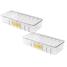 2pcs Reusable Cable Organizer Box, 7-Compartment Cord & Charger Storage with Flip Cover, Clear Display Box for Travel/Home
