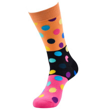 Men's Dot Print Crew Socks, Color Block Cotton Socks – Funky Geometric Mid-Calf Tube Socks for Daily Wear, Hot Pink – Compatible with All Men's