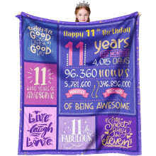 11th Birthday Gifts for Girls – 60x80" Throw Blanket, Compatible with Kids' Room Decor