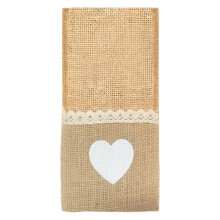21cm Jute & Lace Cutlery Holder - Rustic Silverware Storage Bag, Festive Wedding/Party Table Decor & Gift