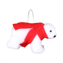 White Plush Bear Christmas Tree Pendant 1pc