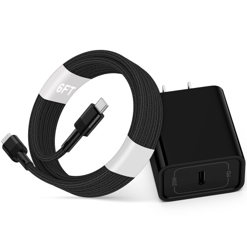 20W USB-C PD Wall Charger with 6ft Cable