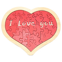 1 Set Wooden Heart Shaped Jigsaw Puzzle DIY Wooden Heart Puzzles Valentine's Day Gift