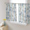 Sheer Curtains Retro Blue White Flowers Grey Stripe 52x54 3