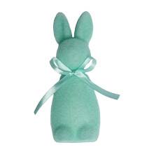 Easter Rabbit Ornament Flocked Bunny with Bow Tie 1pc