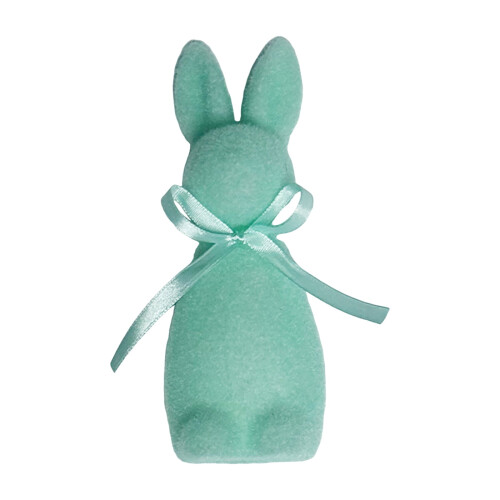 Easter Rabbit Ornament Flocked Bunny with Bow Tie 1pc