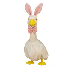 Easter Bunny Goose Outfit with Rabbit Ears and Pink Bow, Cute Porch Lawn Goose Clothes for 23 Inch Decorative Goose
