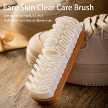Shoe Brush Wooden Base Soft Bristles Ergonomic Grip 2 pcs