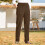 Brune plisserede polyesterbukser til damer, 3XL 4