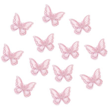 Pink Butterfly Hair Clips with Lace and Embroidery 12 Pcs