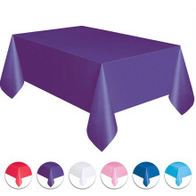 Plastic Rectangle Tablecloth 6x4.5ft, Purple, Disposable Table Cover for Holiday Parties & Gatherings