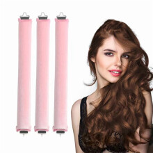 Jumbo Heatless Hair Curler, 3pcs Pink Satin Flexi Rods - Heatless Curls, Soft Velvet Overnight Sleeping Curls Styling Tools for All Hair Types