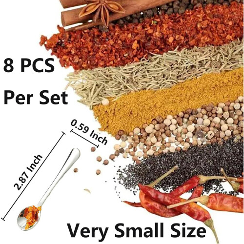 Mini Stainless Steel Spoons for Condiments 8 PCS