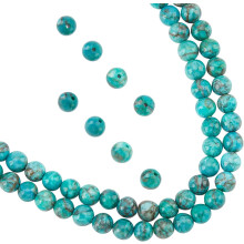124pcs 6mm Natural African Turquoise Beads (Dyed Jasper), 1mm Hole, Loose Spacer Beads for DIY Jewelry Making – Compatible with Standard Beading