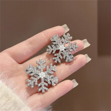 Snowflake Hair Clips Rhinestone Duckbill Metal Alloy 5 Pack