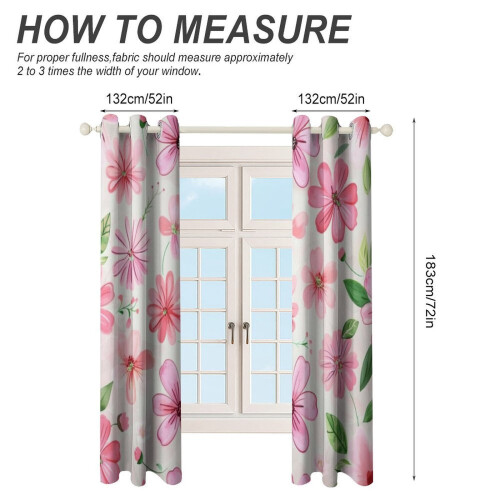 Floral Flower Window Curtains Blackout Thermal Insulated 1