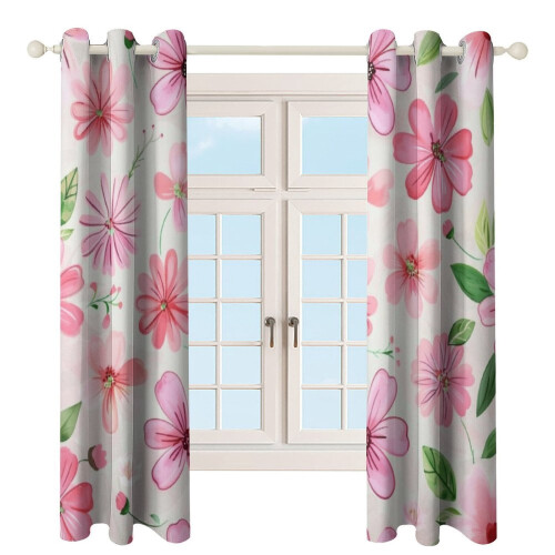 Floral Flower Window Curtains Blackout Thermal Insulated 2