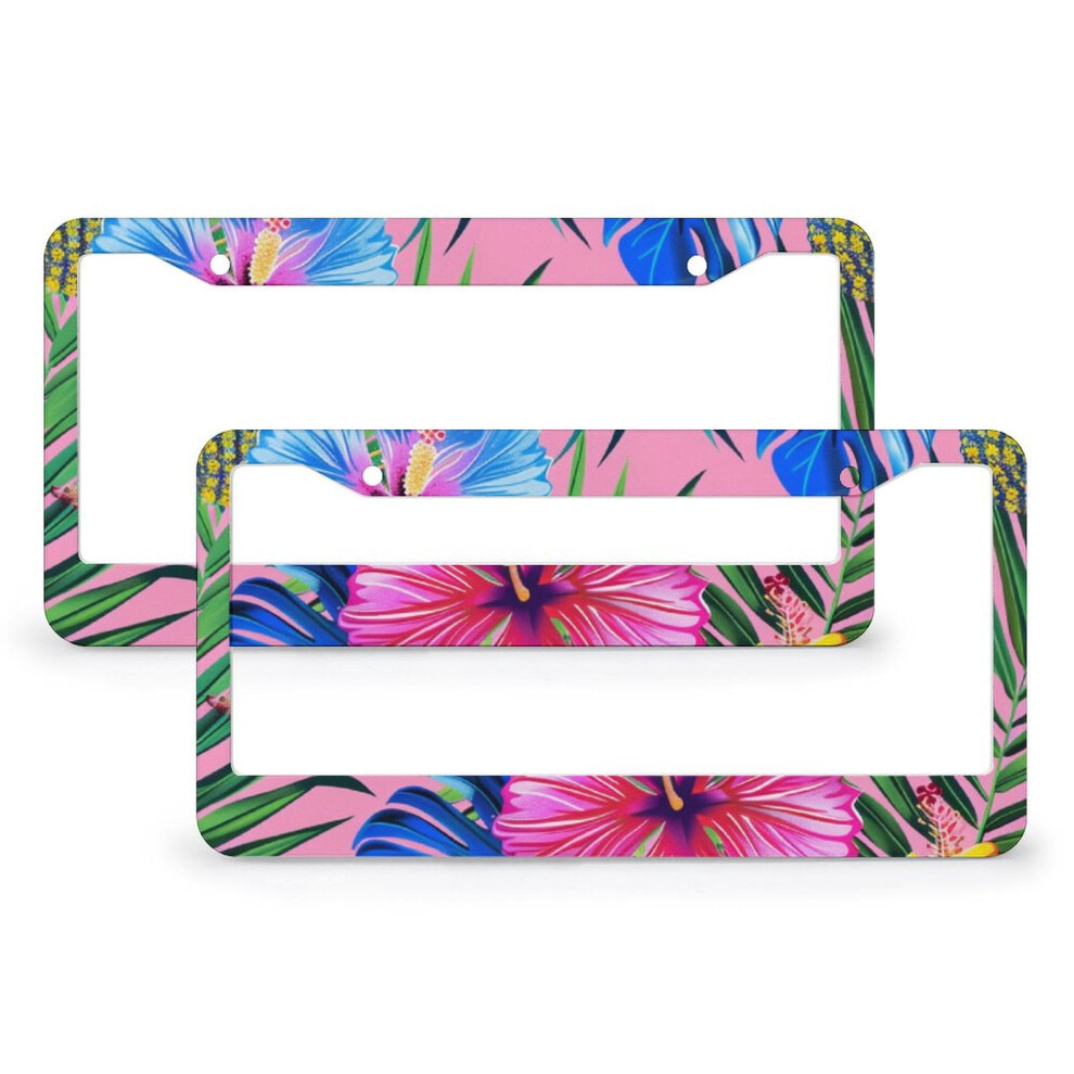 Hibiscus License Plate Frames Metal 2 Pcs 15.9X30.9cm 971050376868