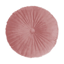 Cute Faux Velvet Round Throw Pillow with Center Button – Decorative Pleated Pumpkin Pillow for Sofa, Couch, Chair, Bed – Compatible with Home