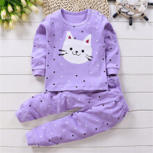 Cat Print Long Sleeve Top and Pants Set Purple Size 6