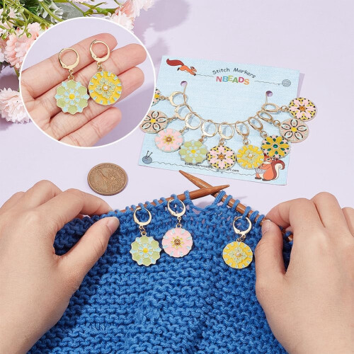 Flower Stitch Markers Alloy Enamel 12 pcs 1