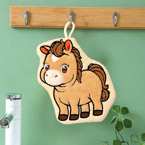 Horse-shaped hanging hand towels polyester kitchen bathroom